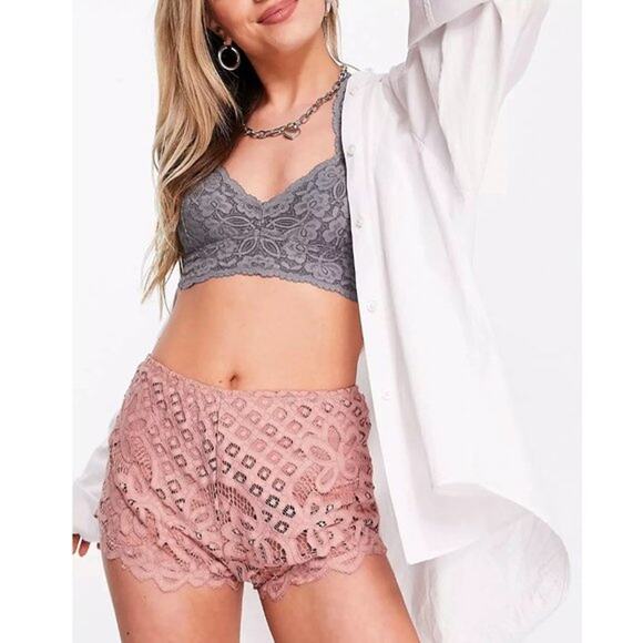 Free People Pants - Intimately Free People XS New Adella Lace Pull On Shorts Festival Pink High Rise